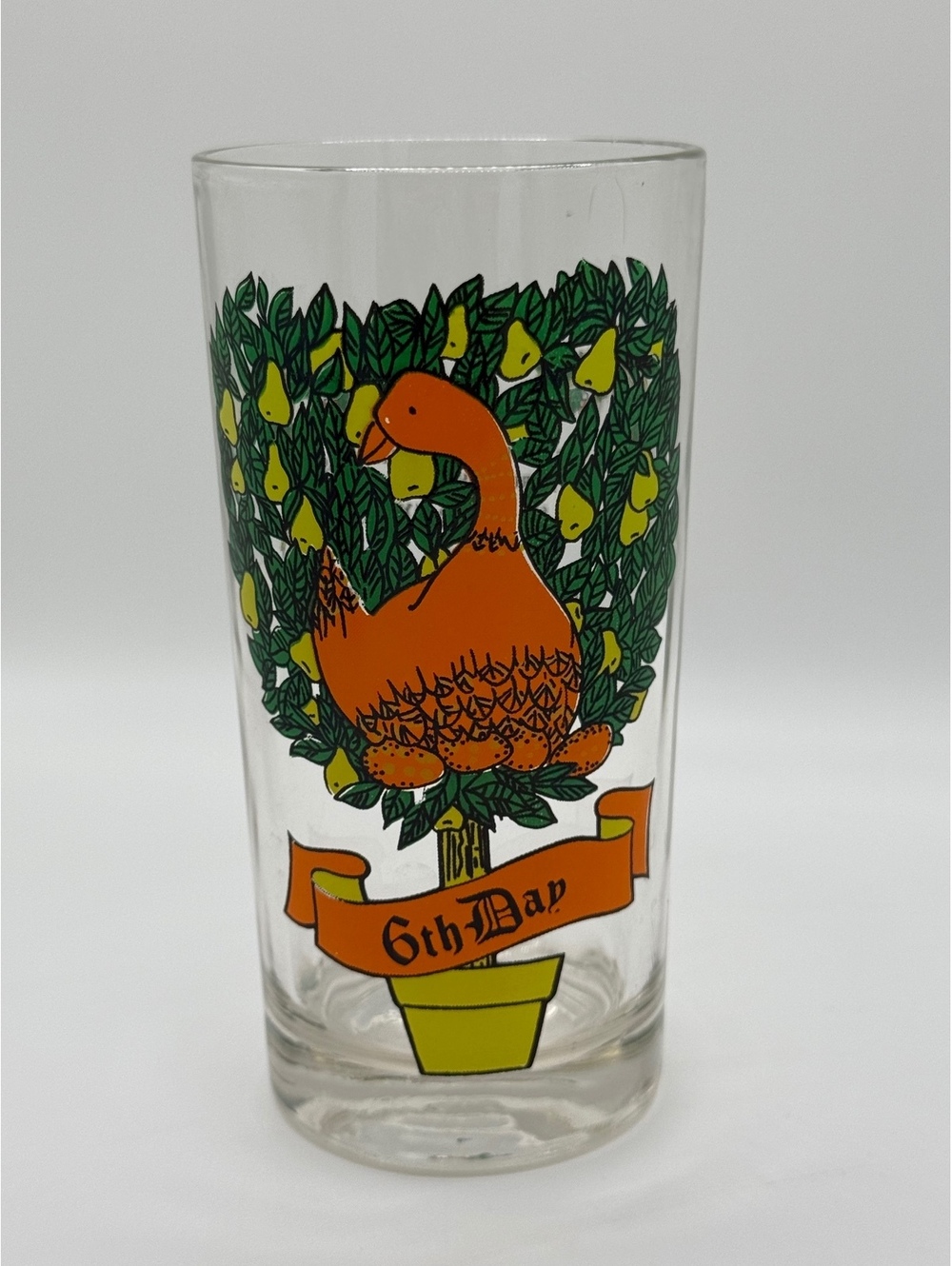 Vintage 12 Days of Christmas 6th Day Goose Drinking Glass Tumbler